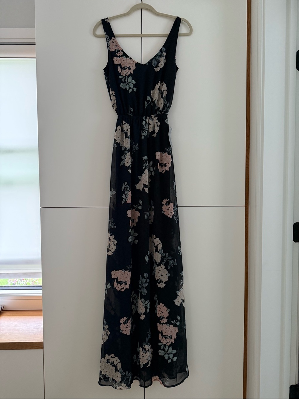 Show Me Your Muu Muu - Women’s Black Floral Maxi Dress with Pink Accents